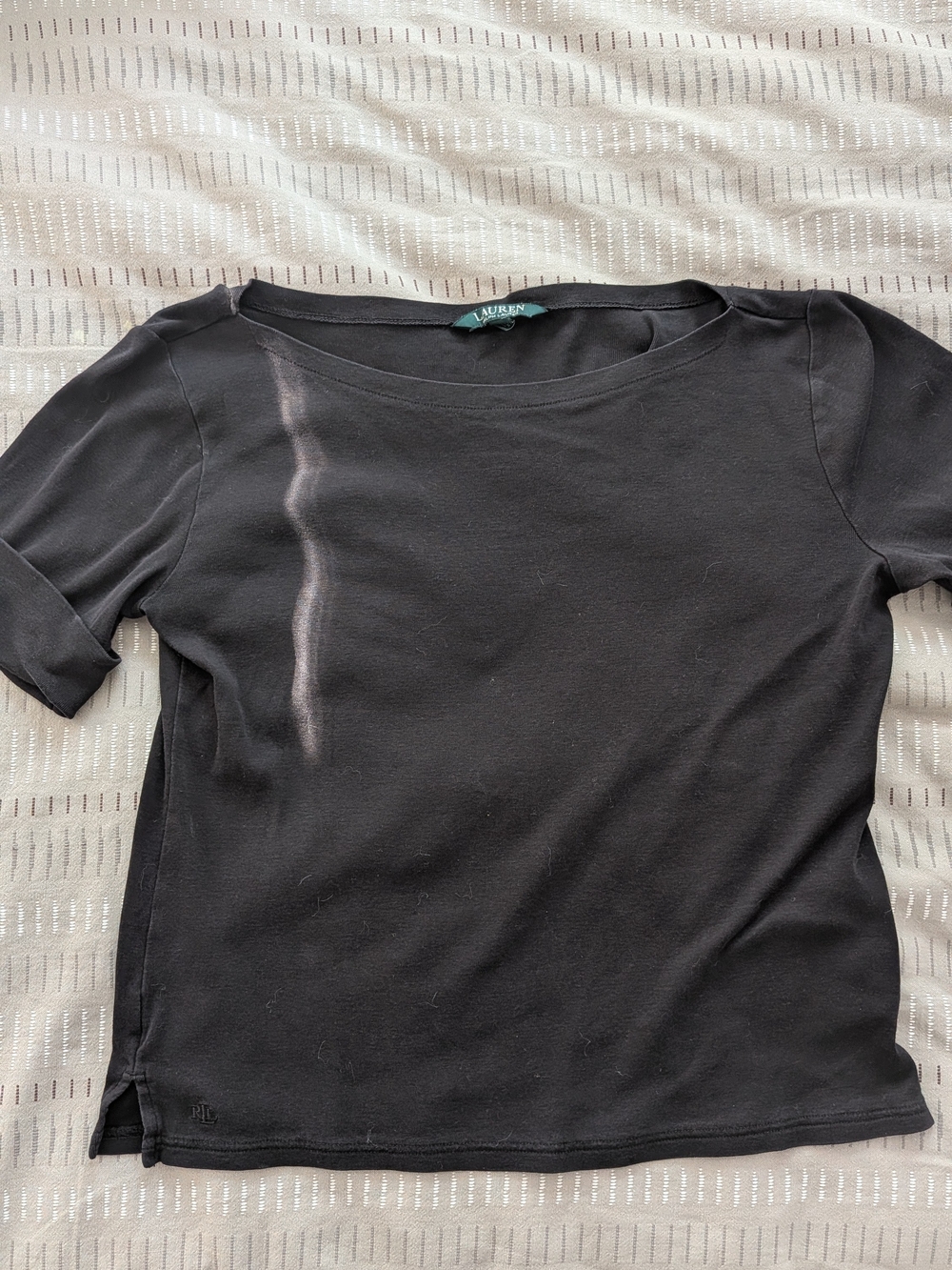Lauren Ralph Lauren Black Short Sleeve Boatneck Tee
